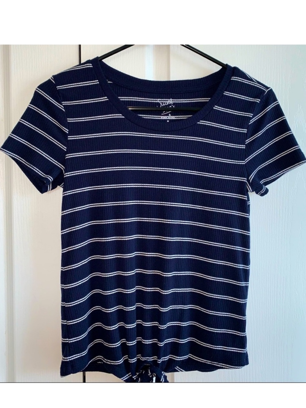 Sweet Tea’s by Pink Rose Navy Blue and White Striped Tee